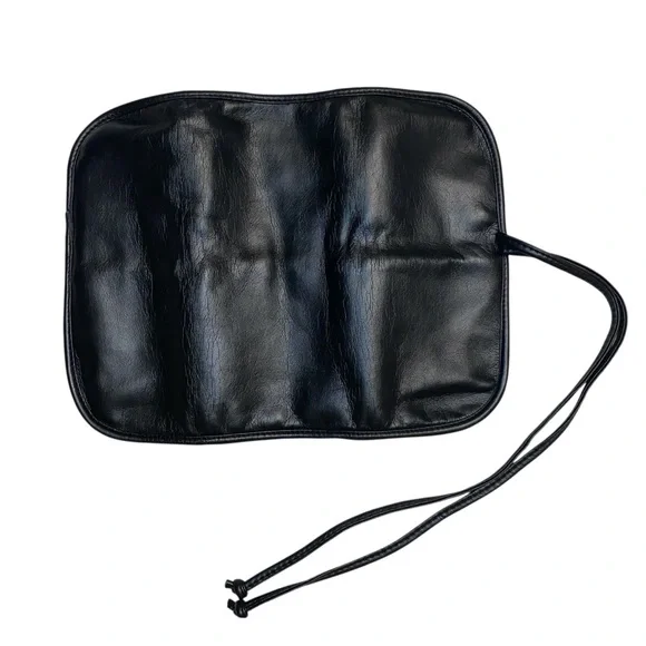Makeup Brush Roll Black 8 Slot Faux Leather - Picture 5 of 8